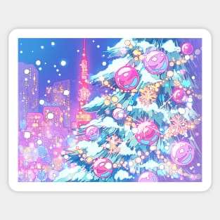 Christmas Tree and night Tokyo city Sticker